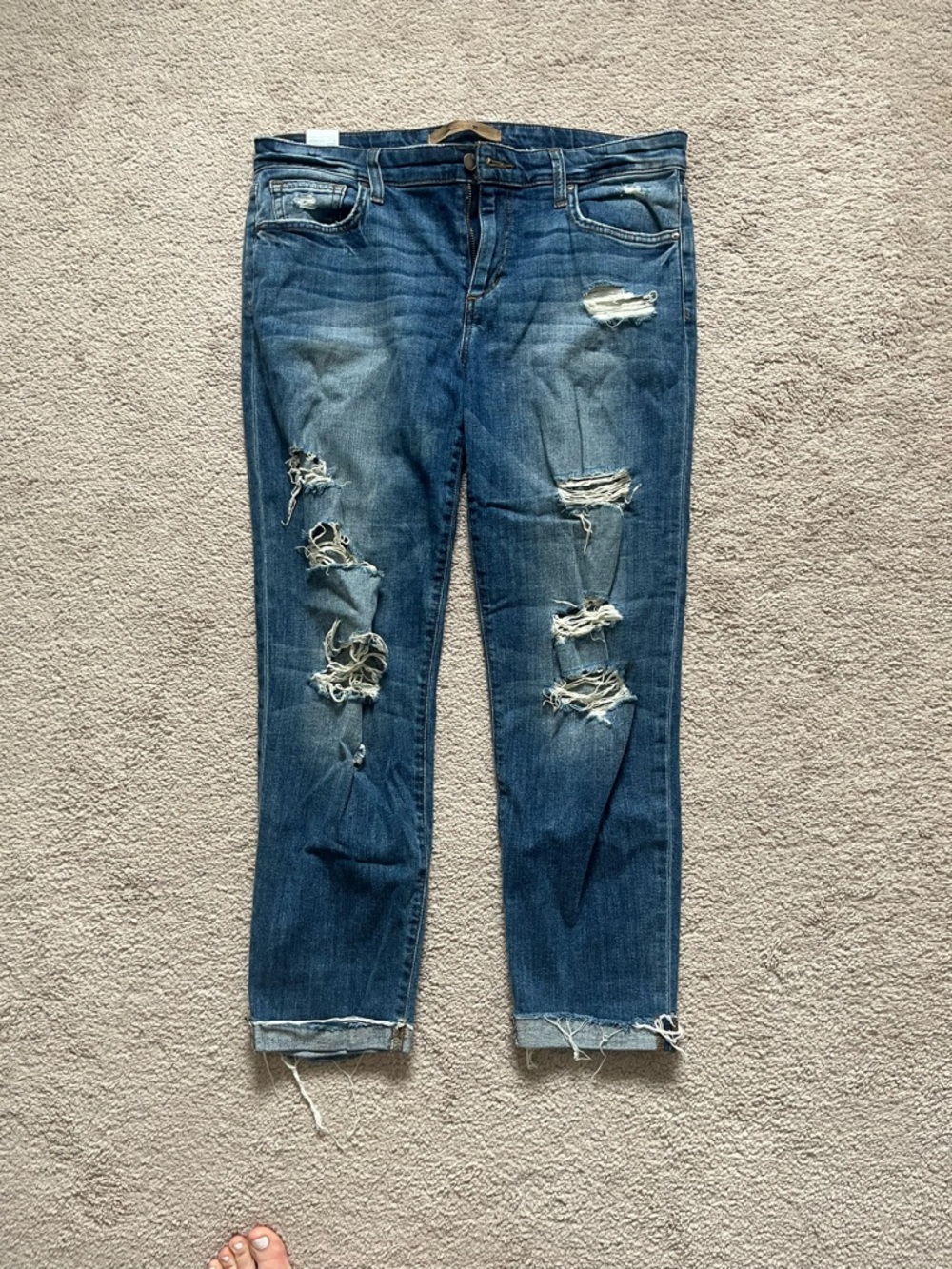 Joe's Jeans Women's Distressed Dark Blue Boyfriend Jeans